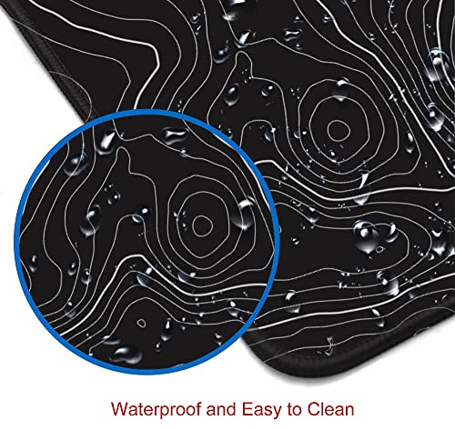 Gaming Mouse Pad, Large Topographic Mouse Pads for Desk, Non-Slip Rubber Base Mousepad, Keyboard Mouse Mat, Desk Pad with Stitched Edges, 31.5x11.8inch, Black Geographic Lines - color: 17 Black Geographic Lines