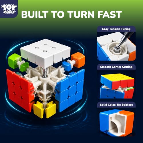 STEAM Life Speed Cube Set, Speed Cube Set of 2x2 3x3 4x4 Megaminx and Pyramid Cube Smoothly Stickerless Magic Cubes Collection for Kids & Adults - color: 5 Pcs