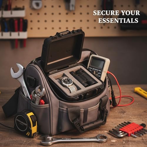 Compact Hard Shell Storage Case with Foam Insert, Durable PP Plastic Protective Box for Small Accessories, 4.9 x 4.3 x 2.8 Inches, Black