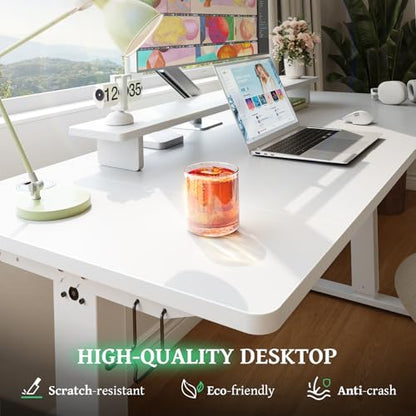 SIAGO Electric Standing Desk Adjustable - 63 x 24 Inch Sit Stand up Desk with Cable Management - 3 Memory Preset Adjustable Height Table | Smooth Height Adjustment, 200lbs Stability, 3 Memory Presets, Cable Management, Pre-Labeled Easy Assembly - color: W