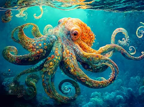 Cross & Glory | Jigsaw Puzzles for Adults | Deep Blue Octopus Odyssey | 1000 Piece Puzzles for Adults | Ocean Octopus Puzzles for Adults | Challenging Brain Teaser Ocean Puzzle | 20 x 27 Inches - color: Deep Blue Octopus Odyssey - 1000 Piece