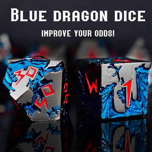 Rule Dice D&D Dice 7 Die Metal DND Dice Set, Weighted Metallic Dungeons and Dragons Dice Set, Large Polyhedral D and D Dice Sets, Cool MTG RPG Dice DND with Gifts Case for Role Playing (Black Red) - color: Black Red