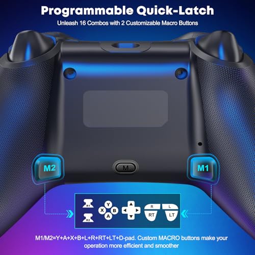 Svetaecho Wireless PC Controller with Hall Effect Triggers - Multi-Platform Gaming Controller for Switch 2/Steam/iOS/Android, RGB Lighting, Ergonomic Grip& Display Stand - color: Multi-with Stand