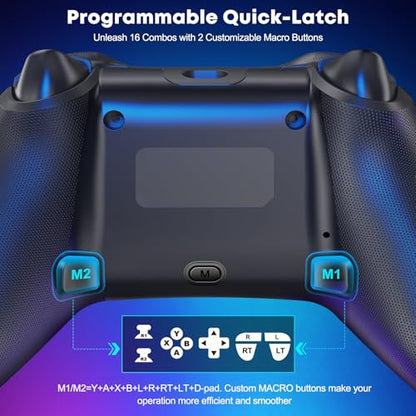 Svetaecho Wireless PC Controller with Hall Effect Triggers - Multi-Platform Gaming Controller for Switch 2/Steam/iOS/Android, RGB Lighting, Ergonomic Grip& Display Stand - color: Multi-with Stand