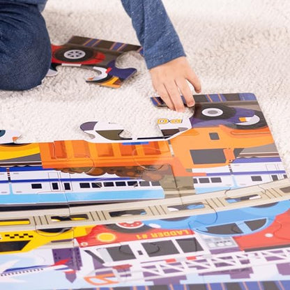 Melissa & Doug Traffic Jam Jumbo Floor Puzzle (24 Pieces, 2 x 3 Feet), Vehicle-Themed Jigsaw Puzzle for Preschoolers and Kids Ages 3+ - FSC Certified - size: 11.65 x 9.25 x 3.05, style: Traffic Jam Floor Puzzle - 24 Pieces