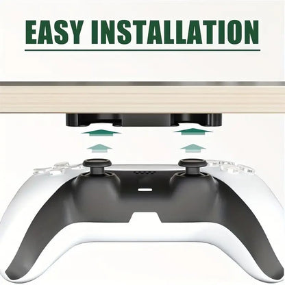 2 Pack Under Desk Game Controller Holder, No Drill Adhesive Mount, Universal Organizer for Most Game Controllers, Under Desk Hanger for Gaming Desk Accessories Storage