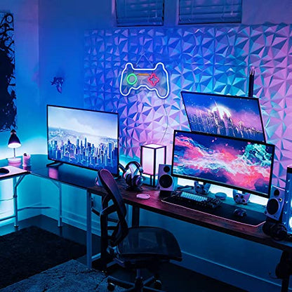 Led Dimmable Neon Signs Wall Decorations For Living Room|Bedroom Gamepad Controller Shape Lights Game Room Decor Accessories Cool Teen Boys|Girls|Kids Gamer Gifts