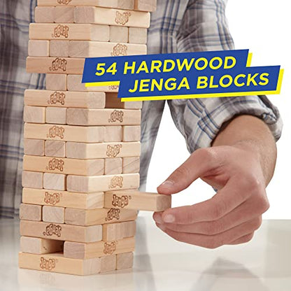Hasbro Gaming Jenga Game | The Original Wood Block Game with Genuine Hardwood Blocks | Stacking Tower | Ages 6+ | 1 or More Players | Party Games for Kids | Family Games