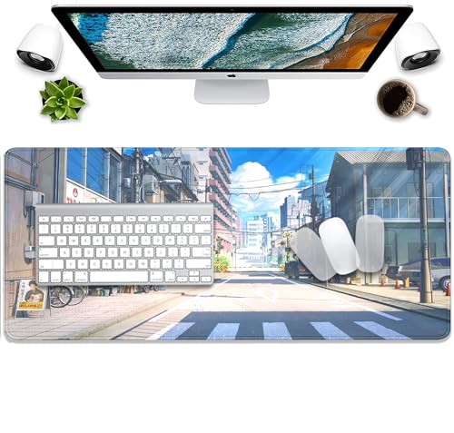 Anime Tokyo Street Japanese Mouse Pad,Large Extended Gaming Mouse Mat with Stitched Edges,Non-Slip Waterproof Rubber Base Desk Mat for Office Work Home Games Desk Pad(27.5X11.8 in) - color: Japanese Street