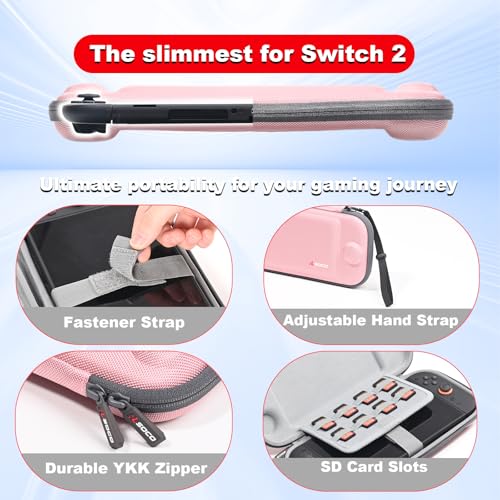 RLSOCO Slim Case for Nintendo Switch 2 Game Console with 8 Game Card Slots - Pink (Case Only) - color: Small Case Pink