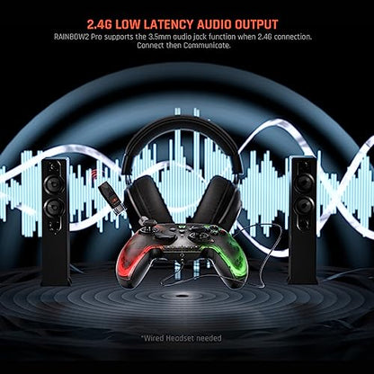 BIGBIG WON Wireless Controller, Rainbow 2 Pro PC Controllers Motion Aiming, Hall Triggers, ALPS Joystick, Custom Button, 3.5mm Audio Gaming Controller for PC Windows/Android/iOS/Switch Controllers - color: 5.Rainbow 2 Pro with Adapter