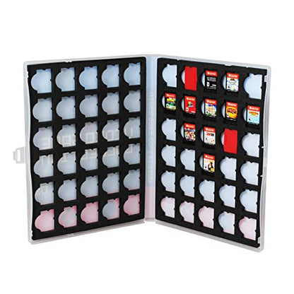 Game Case for Nintendo Switch Cartridges - Holds 60 Video Games Securely in Foam | Heavy Duty Compact Travel Storage Binder & Protective Holder Organizer with Snap-Lock Closure - color: red / blue