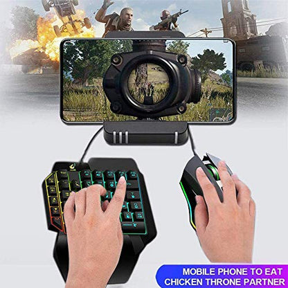 One Hand Gaming Keyboard and Mouse Combo, Wired 39 Keys Mechanical Feel Rainbow Backlit with Wrist Rest For PC/Xbox/PS4 Portable Mini Single-Handed Keyboard&RGB Gaming Mouse(Black)