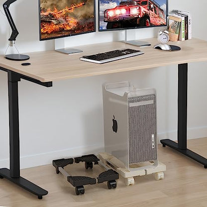 Computer Tower Stand, Adjustable Length & Width, Fits Most PC | PC Floor Stand for Carpet, Mobile CPU Holder with 4 Locking Caster Wheels, PC Riser Fits Office, Gaming - color: White