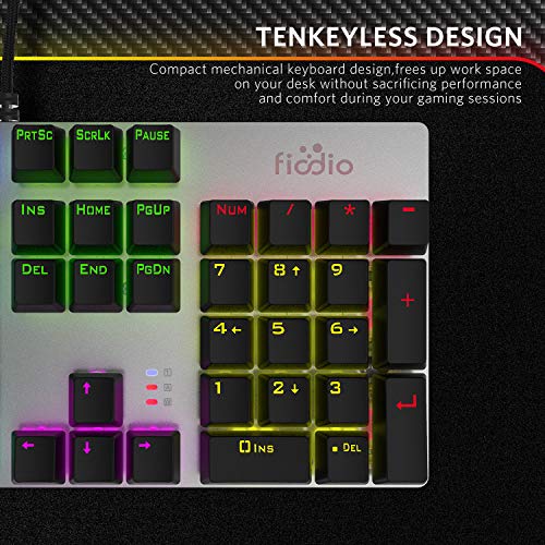 Mechanical Gaming Keyboard, Fantastic LED Rainbow Backlit Wired Keyboard, Full Anti-Ghosting Keys, with Quick-Response Blue Switches and Multimedia Control for PC and Desktop Computer