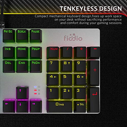 Mechanical Gaming Keyboard, Fantastic LED Rainbow Backlit Wired Keyboard, Full Anti-Ghosting Keys, with Quick-Response Blue Switches and Multimedia Control for PC and Desktop Computer