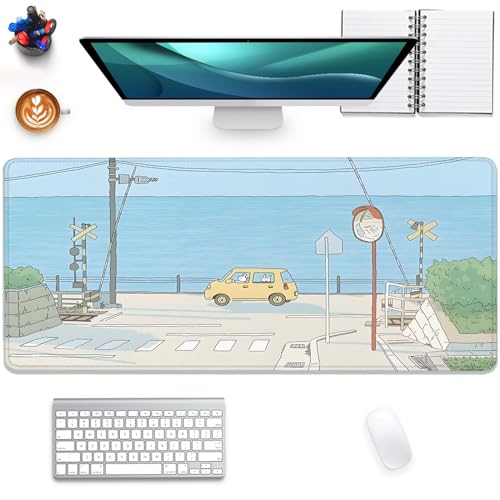 Cute Desk Mat Kawaii Anime Large Gaming Mouse Pad Cartoon Rabbit Desk Pad,Stitched Edges Non-Slip Waterproof Rubber Base Mous Mat for Office,Computer,Keyboard,Laptop and Home Desk Pad(27.5X11.8 in) - color: Cartoon Anime