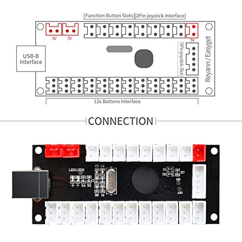 Hikig 2 Player DIY Parts Kit, LED Arcade Buttons 8 Ways Joystick and Zero Delay USB Encoder for Raspberry Pi & Windows Video Games Machine, Color: Yellow+Green