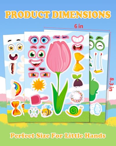 Aowplc Spring Make-a-Face Stickers for Kids 48 Sheets Mix 'n Match Cute Spring Crafts & Party Favors - style: Spring Garden