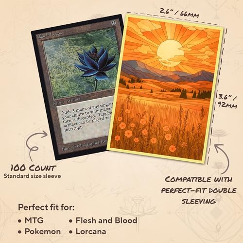 Stained Glass White Mana - MTG Card Sleeves, 104ct, Standard Size | Perfect for Double Sleeving, Smudge Resistant Matte Back, Standard 66x92mm - Compatible with Magic The Gathering & TCG Cards - color: White Mana