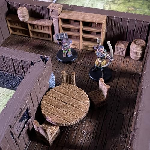 Miniature Furniture Starter Bundle for Tabletop Role Playing Games, 28mm Scale, Ready to Use Terrain Set for D&D