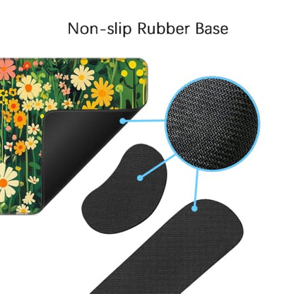 Desk Mat, Large Gaming Mouse Pad with Wrist Rest, 4 in1 XXL Mouse pad+Keyboard Wrist Rest+Mouse Pad Wrist Support+Cup Coaster Set, Ergonomic Desk Pad for Home Office,Floral Cat - color: 90