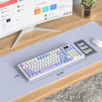 Fogruaden 96% Quiet Silent Wireless Gaming Keyboard with Number Pad & Knob, Mechanical Feel, Spill-Resistant, Multimedia Keys, Wired/BT/2.4G, USB Rechargeable Membrane Computer Keyboard for Win/Mac - color: WhitePurple