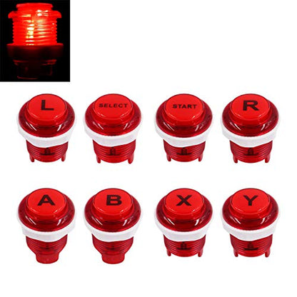 8 PCS Arcade Game LED Push Buttons with Cherry MX Mechanical Keyboard Microswitch Logo X Y Start Select for PC MAME Raspberry Pi red - color: Red