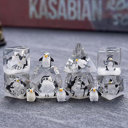 Penguin DND Resin Dice Set, Polyhedral D&D Dice Penguin Dice D and D for Dungeons and Dragons MTG RPG Board Games for 15 Years and Up - color: Penguin