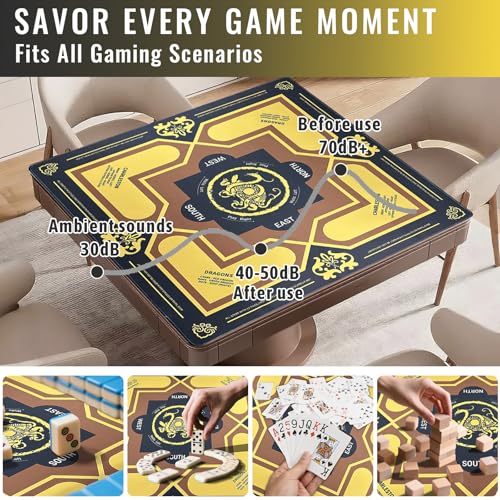 Mahjong Mat with Rules 31.5" x 31.5" Non-Slip Noise Reduction, American Mahjong Mat for Table with Bag, Waterproof Mah Jongg Mat for Poker, Playing Cards, Dominoes, Board & Tile Games - color: Black Tortoise