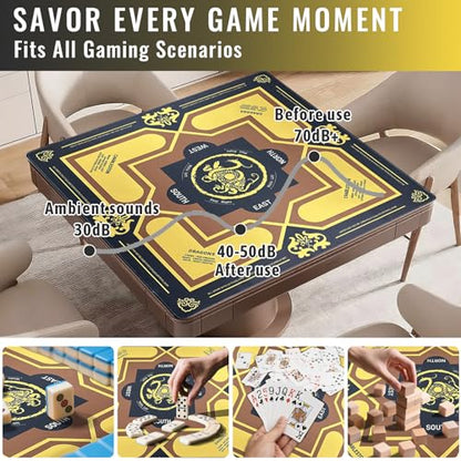 Mahjong Mat with Rules 31.5" x 31.5" Non-Slip Noise Reduction, American Mahjong Mat for Table with Bag, Waterproof Mah Jongg Mat for Poker, Playing Cards, Dominoes, Board & Tile Games - color: Black Tortoise