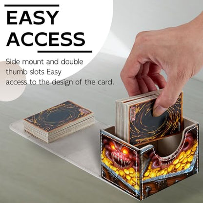 Trading Card Storage Box, Holds 100+ for MTG Cards, Premium PU Leather with Magnetic Closure, Monster In Treasure Chest Durable Deck Box for Magic the Gathering, Trading Card Games - color: Monster In Treasure Chest