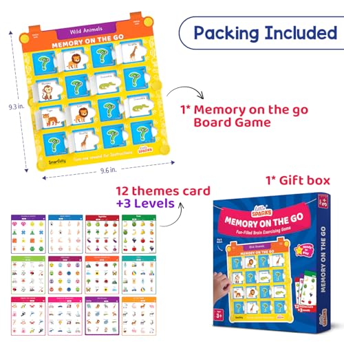Smartivity Memory Game for Kids Ages 3+ Years | Fun Matching Game - 12 Theme Cards & 3 Level Challenges I Birthday Gift for Boys & Girls I Preschool Learning Toy for 3,4,5,6 Years Age