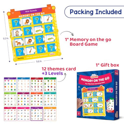 Smartivity Memory Game for Kids Ages 3+ Years | Fun Matching Game - 12 Theme Cards & 3 Level Challenges I Birthday Gift for Boys & Girls I Preschool Learning Toy for 3,4,5,6 Years Age