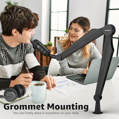 Mic Boom Arm Microphone Arm for Blue Yeti Shure Sm7b Hyperx QuadCast Rode At2020 and Fifine Upgraded Mic Stand with Tablet and Headphone Holder for Gaming Podcasting and Streaming CAPTAIN PRO - color: 3 Pro.
