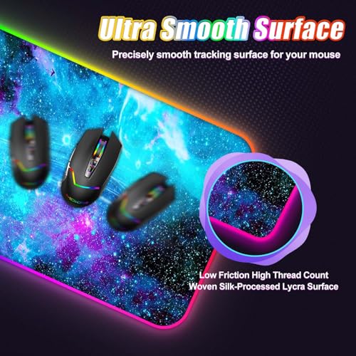 ToLuLu Wireless Charging RGB Gaming Mouse Pad,15W LED 30W Charger Mouse Mat | 14 Light Modes Large Mousepad with Wrist Support, Non-Slip Rubber Base Desk Mat Computer Keyboard Pad, Galaxy Nebula - color: Galaxy Nebula Space