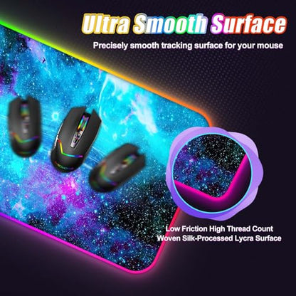 ToLuLu Wireless Charging RGB Gaming Mouse Pad,15W LED 30W Charger Mouse Mat | 14 Light Modes Large Mousepad with Wrist Support, Non-Slip Rubber Base Desk Mat Computer Keyboard Pad, Galaxy Nebula - color: Galaxy Nebula Space