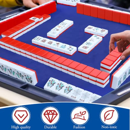 160 Pcs USA Theme American Mahjong Tiles Set 1.2 Inch Patriotic Veterans Day Mahjong Tile 4th of July Independence Day Red White Blue Mini Game Set for Travel Family Game Night Holiday - style: Usa Theme