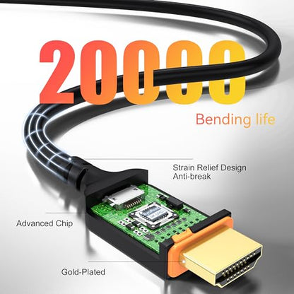 Short HDMI 2.0 Cable, 6 Inch, 2-Pack, 18Gbps, 4K@60Hz | Orange-accented for Easy ID. 2K@240Hz, ARC, HDCP2.2. Ultra-short for TV, Monitor, PC, Laptop, HDMI Switch, HDMI Splitter, KVM