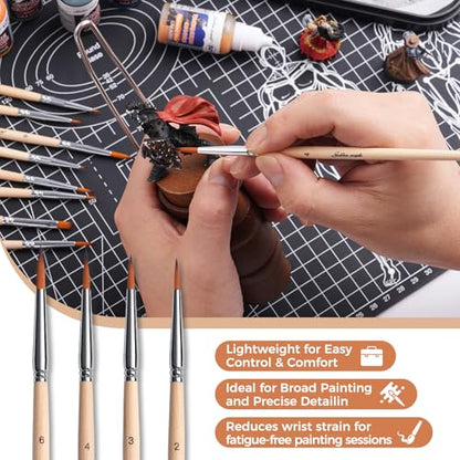 Golden Maple Tiny Paint Brushes, 10Pcs Detail Paint Brushes Artist Mini Paint Brush for Crafts, Touch Up, Miniature, Watercolor and Paint by Numbers for Beginner