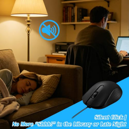Wired Computer Mice 10 Pack Mini USB Silent Mouse Bulk, Ergonomic 3 Button Plug and Play Mice for Students Office School Home Remote Work PC