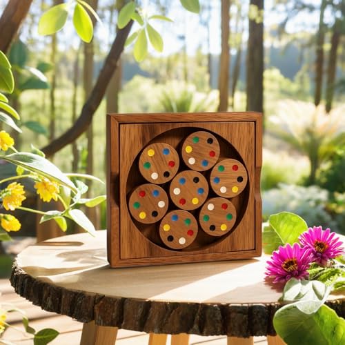 Circles Color Match challenging Wooden IQ Puzzle Fun Play Brain Teaser Game for Adults and Teens - style: Circles Color Match