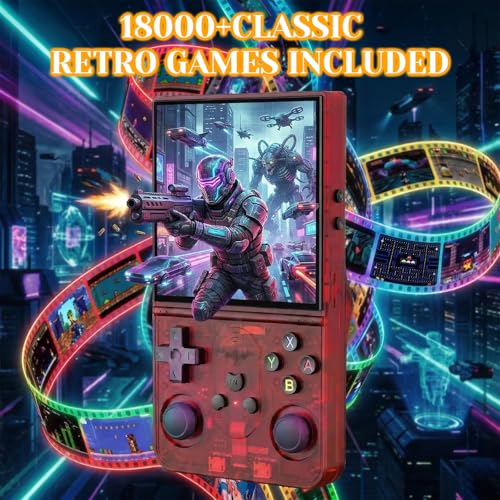 Upgrade S600 Retro Gaming Console, Anti-Slip Patterns Retro Handheld Game Console, 4.0 Inch 720x720 IPS Screen and 18,000+ Classic Games Retro Game Console for Gaming/Playdate/Party/Gift, Red 64G - style: Red 64G