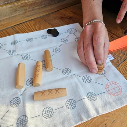 Giftable YUTNORI(Portable Board Game), Traditional Korean Party Game (with Unique Dice), Korean Folk Game YUNNORI, 2~4Teams, 15min, Strategy & Luck, Fast Pace, Mini Board Game