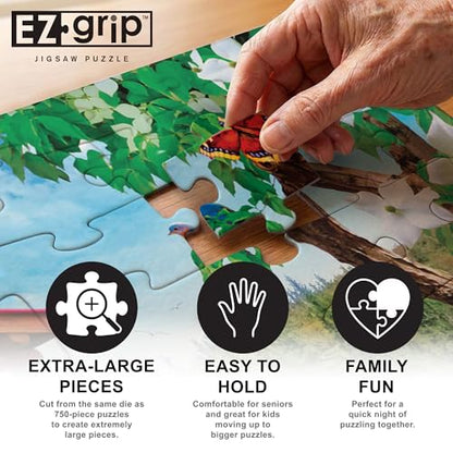MasterPieces - 300 Piece Jigsaw Puzzle, Large EZ Grip Shapes, Cabin Crossing, Fun for Adults, Seniors, Family, Kids, Non-Glare Finish, 18"x24" - size: 300 Piece