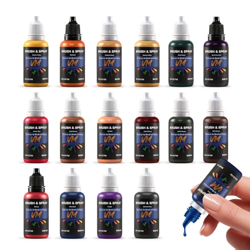 VM Game Color Miniature Paint Set -16 Bottles x 20ml (0.67 fl.oz.),Figurine Acrylic Paint Kit,Plastic Model Painting for Beginners Brush & Airbrush Compatible (Game Color Set 16 Bottles) - color: Game Color Set 16 Bottles