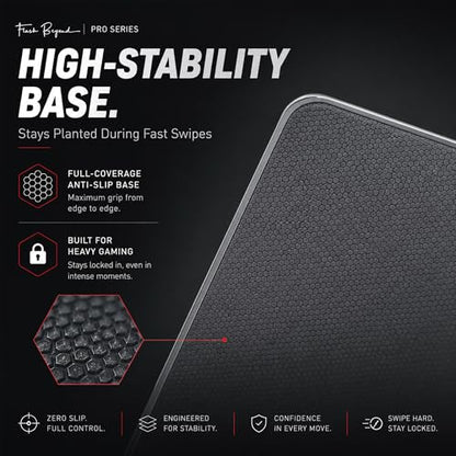 Pro Glass Gaming Mouse Pad, Electroplated Hard Glass Mousepad, Sleeve-Free Smooth Glide, Reduced Skin Drag, High-Stability Base, Graphite Gray
