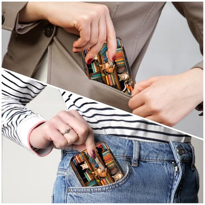 Card Holder Credit Cards Holder for Women RFID wallet women Business Card Holder Wallet Mini Aluminum Card Wallet RFID Blocking Slim Metal Hard Card for Women, Cat Illustration - color: Cat Illustration