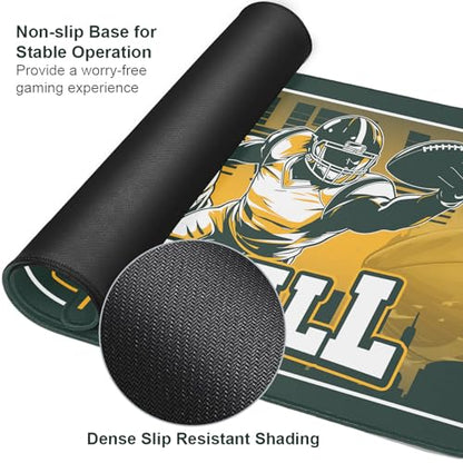 Football Desk Mat, Large Stitched Edges Gaming Mouse Pad, Green Keyboard Mat for Laptop Computer Desktop - 31.5x12 Inch for Football Fans - color: Dark Gree Football