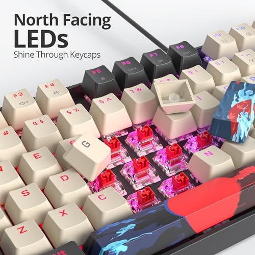 75% Mechanical Gaming Keyboard with Red Switch, RGB LED Backlit Keyboard Orange, 87 Keys Compact TKL Wired Computer Keyboard for Windows Laptop PC Gamer (87 Carbon) - color: 87 Carbon/Red Switch
